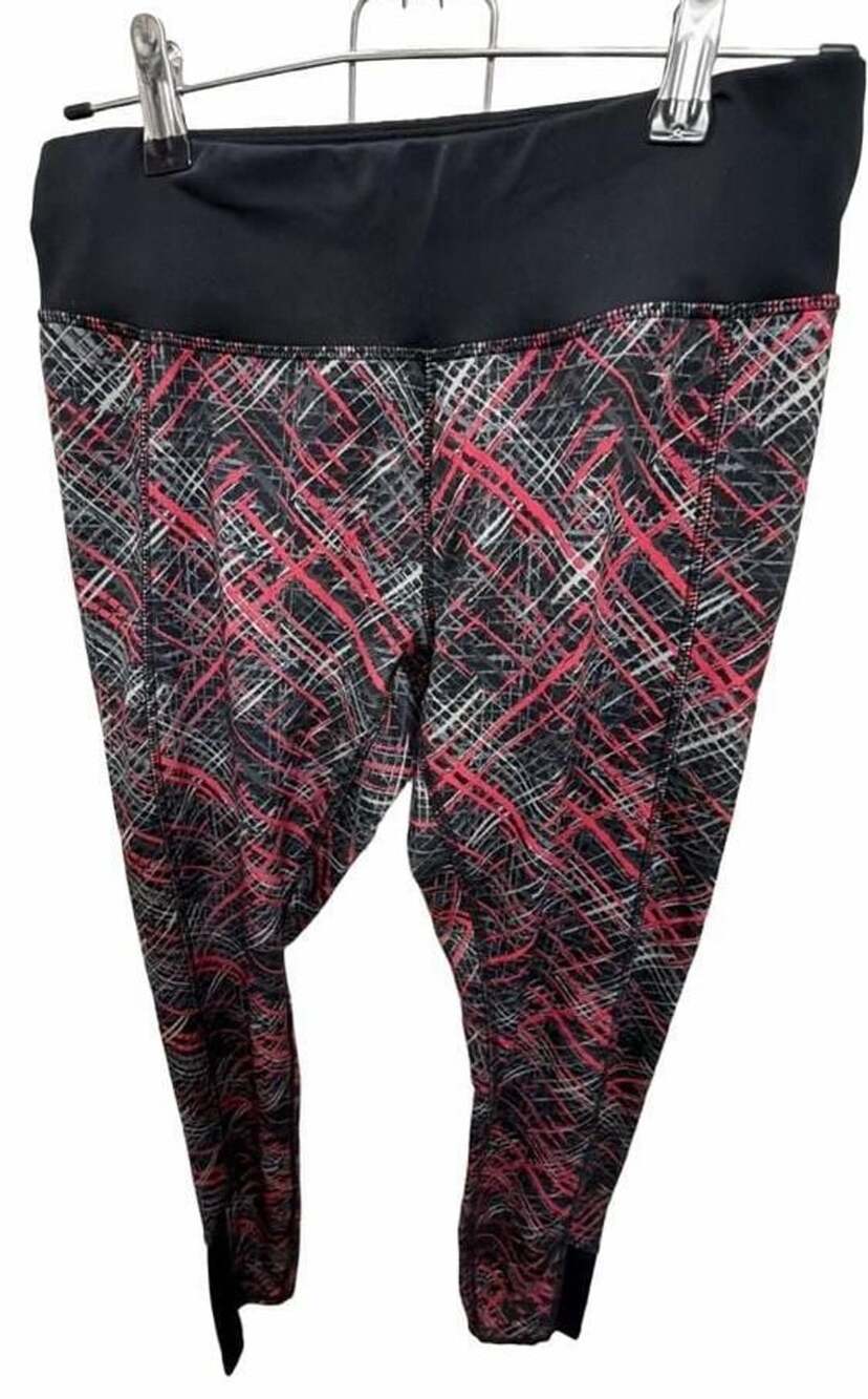 Danskin Now Women’s Leggings Size S/P 4-6 Black Red Abstract Print Athletic
